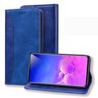 For Samsung Galaxy S10+ Business Stitching Horizontal Flip Leather Case with Double Folding & Bracket & Card Slots & Photo Frame & Wallet(Sapphire Blue) - 1