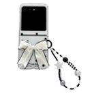For Motorola Razr 60 / Razr 50 Glitter Powder Dots Pattern Phone Case with Bow Bracelet(White) - 1