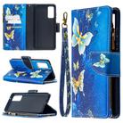 For Samsung Galaxy S20 FE 5G / S20 Lite Colored Drawing Pattern Zipper Horizontal Flip Leather Case with Holder & Card Slots & Wallet(Gold Butterfly) - 1