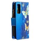 For Samsung Galaxy S20 FE 5G / S20 Lite Colored Drawing Pattern Zipper Horizontal Flip Leather Case with Holder & Card Slots & Wallet(Gold Butterfly) - 3