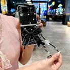 For Samsung Galaxy Z Flip3 5G Glitter Powder Dots Pattern Phone Case with Bow Bracelet(Black) - 2