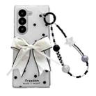 For Samsung Galaxy Z Fold5 Glitter Powder Dots Pattern Phone Case with Bow Bracelet(White) - 1