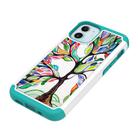 For iPhone 12 mini Coloured Drawing Pattern PU Skinny + TPU Protective Case(Colorful Tree) - 2