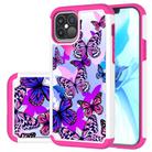 For iPhone 12 / 12 Pro Coloured Drawing Pattern PU Skinny + TPU Protective Case(Butterfly) - 1