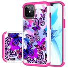 For iPhone 12 Pro Max Coloured Drawing Pattern PU Skinny + TPU Protective Case(Butterfly) - 1