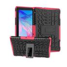 For Huawei MediaPad T5 Tire Texture Shockproof TPU + PC Protective Case with Holder(Rose Red) - 1