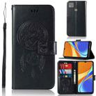 For Xiaomi Redmi 9C Wind Chime Owl Embossing Pattern Horizontal Flip Leather Case with Holder & Card Slots & Wallet(Black) - 1