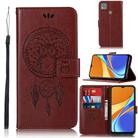 For Xiaomi Redmi 9C Wind Chime Owl Embossing Pattern Horizontal Flip Leather Case with Holder & Card Slots & Wallet(Brown) - 1