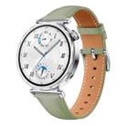 For Huawei Watch GT 5 41mm Button Silver Buckle Genuine Leather Watch Band(Green) - 1