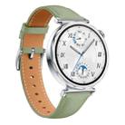 For Huawei Watch GT 5 41mm Button Silver Buckle Genuine Leather Watch Band(Green) - 2
