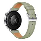 For Huawei Watch GT 5 41mm Button Silver Buckle Genuine Leather Watch Band(Green) - 3