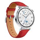 For Huawei Watch GT 5 41mm Button Silver Buckle Genuine Leather Watch Band(Red) - 2