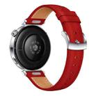 For Huawei Watch GT 5 41mm Button Silver Buckle Genuine Leather Watch Band(Red) - 3
