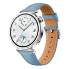 For Huawei Watch GT 5 41mm Button Silver Buckle Genuine Leather Watch Band(Blue) - 1