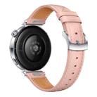 For Huawei Watch GT 5 41mm Button Silver Buckle Genuine Leather Watch Band(Pink) - 3