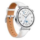 For Huawei Watch GT 5 41mm Button Silver Buckle Genuine Leather Watch Band(White) - 2