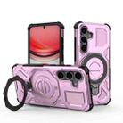 For Samsung Galaxy S25 5G J-20 Solid Color MagSafe Magnetic TPU+PC Phone Case(Pink) - 1