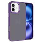 For iPhone 16 Plus Kalebol Metal Lens Frame Frosted PC Phone Case(Dark Purple) - 1