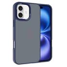 For iPhone 16 Kalebol Metal Lens Frame Frosted PC Phone Case(Navy Blue) - 1