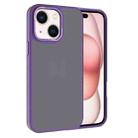 For iPhone 15 Kalebol Metal Lens Frame Frosted PC Phone Case(Dark Purple) - 1