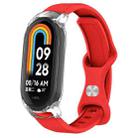 For Xiaomi Smart Band 9 / 8 Butterfly Buckle Silicone Watch Band with Transparent Case(Red) - 1