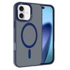 For iPhone 17 Kalebol Metal Lens Frame MagSafe Frosted PC Phone Case(Navy Blue) - 1