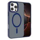 For iPhone 16 Pro Kalebol Metal Lens Frame MagSafe Frosted PC Phone Case(Navy Blue) - 1