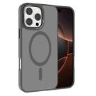 For iPhone 16 Pro Kalebol Metal Lens Frame MagSafe Frosted PC Phone Case(Grey) - 1
