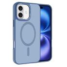 For iPhone 16 Plus Kalebol Metal Lens Frame MagSafe Frosted PC Phone Case(Sierra Blue) - 1