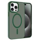 For iPhone 15 Pro Kalebol Metal Lens Frame MagSafe Frosted PC Phone Case(Dark Green) - 1
