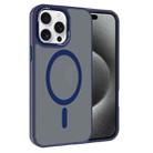 For iPhone 15 Pro Kalebol Metal Lens Frame MagSafe Frosted PC Phone Case(Navy Blue) - 1
