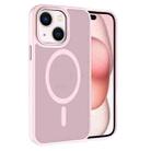 For iPhone 15 Plus Kalebol Metal Lens Frame MagSafe Frosted PC Phone Case(Pink) - 1