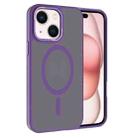 For iPhone 15 Plus Kalebol Metal Lens Frame MagSafe Frosted PC Phone Case(Dark Purple) - 1