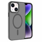 For iPhone 14 Plus Kalebol Metal Lens Frame MagSafe Frosted PC Phone Case(Grey) - 1