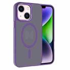 For iPhone 14 Kalebol Metal Lens Frame MagSafe Frosted PC Phone Case(Dark Purple) - 1