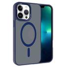 For iPhone 13 Pro Max Kalebol Metal Lens Frame MagSafe Frosted PC Phone Case(Navy Blue) - 1