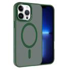 For iPhone 13 Pro Kalebol Metal Lens Frame MagSafe Frosted PC Phone Case(Dark Green) - 1