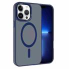 For iPhone 13 Pro Kalebol Metal Lens Frame MagSafe Frosted PC Phone Case(Navy Blue) - 1
