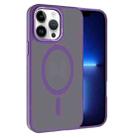 For iPhone 13 Pro Kalebol Metal Lens Frame MagSafe Frosted PC Phone Case(Dark Purple) - 1