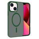 For iPhone 13 Kalebol Metal Lens Frame MagSafe Frosted PC Phone Case(Dark Green) - 1
