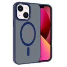 For iPhone 13 Kalebol Metal Lens Frame MagSafe Frosted PC Phone Case(Navy Blue) - 1