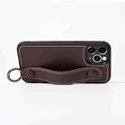 For iPhone 11 Pro Top Layer Cowhide Shockproof Protective Case with Wrist Strap Bracket(Coffee) - 3