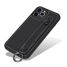 For iPhone 11 Pro Max Top Layer Cowhide Shockproof Protective Case with Wrist Strap Bracket(Black) - 2