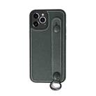 For iPhone 11 Pro Max Top Layer Cowhide Shockproof Protective Case with Wrist Strap Bracket(Green) - 1