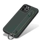 For iPhone 11 Pro Max Top Layer Cowhide Shockproof Protective Case with Wrist Strap Bracket(Green) - 1