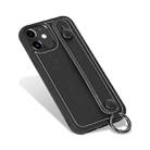 For iPhone 12 mini Top Layer Cowhide Shockproof Protective Case with Wrist Strap Bracket(Black) - 2