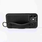For iPhone 12 mini Top Layer Cowhide Shockproof Protective Case with Wrist Strap Bracket(Black) - 3