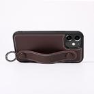 For iPhone 12 mini Top Layer Cowhide Shockproof Protective Case with Wrist Strap Bracket(Coffee) - 3