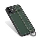 For iPhone 12 mini Top Layer Cowhide Shockproof Protective Case with Wrist Strap Bracket(Green) - 1