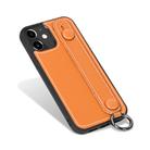For iPhone 12 mini Top Layer Cowhide Shockproof Protective Case with Wrist Strap Bracket(Brown) - 2